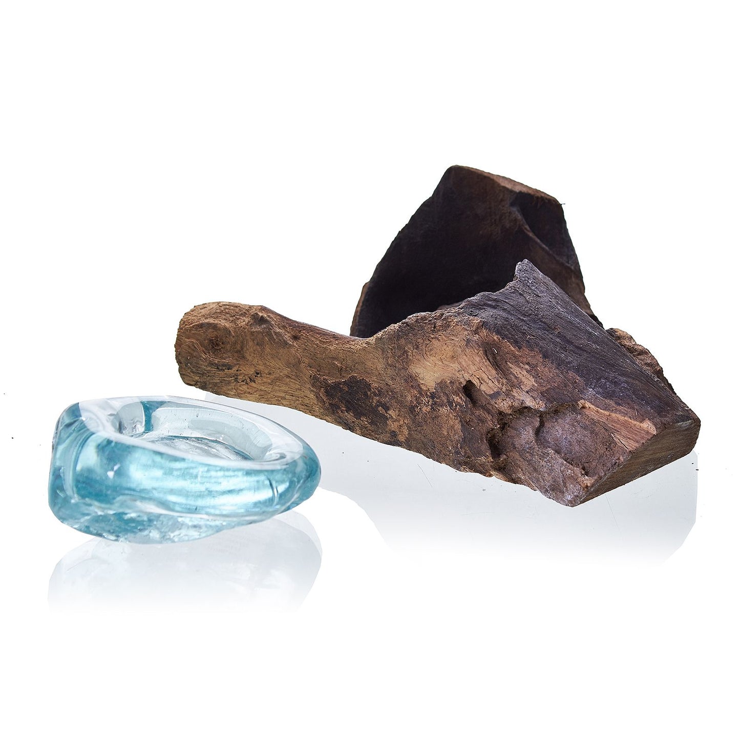 Molten Glas Auf Holz Kerzenhalter aus Bali