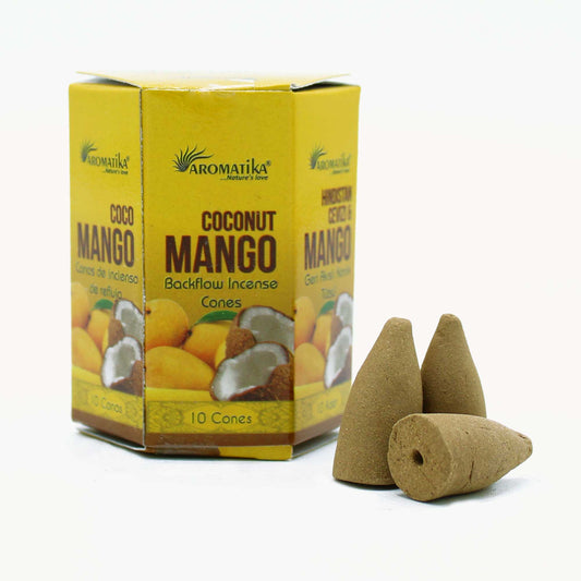 Masala Backflow Räucherstäbchen Paket mit 10 Stück - Kokosnuss und Mango
