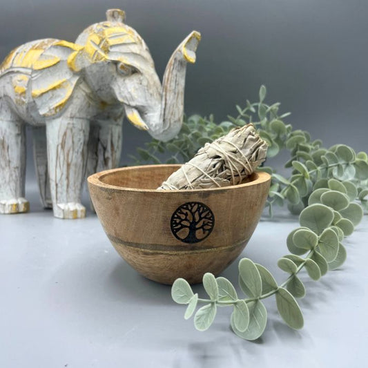 Holz Räucher und Ritual Opfer Schale - Lebensbaum - 12x7cm