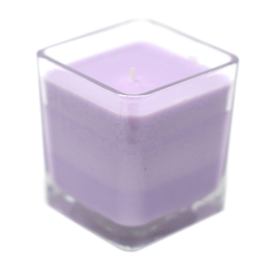 Weiße Etiketten Sojawachsglas Kerze Lavendel und Basilikum