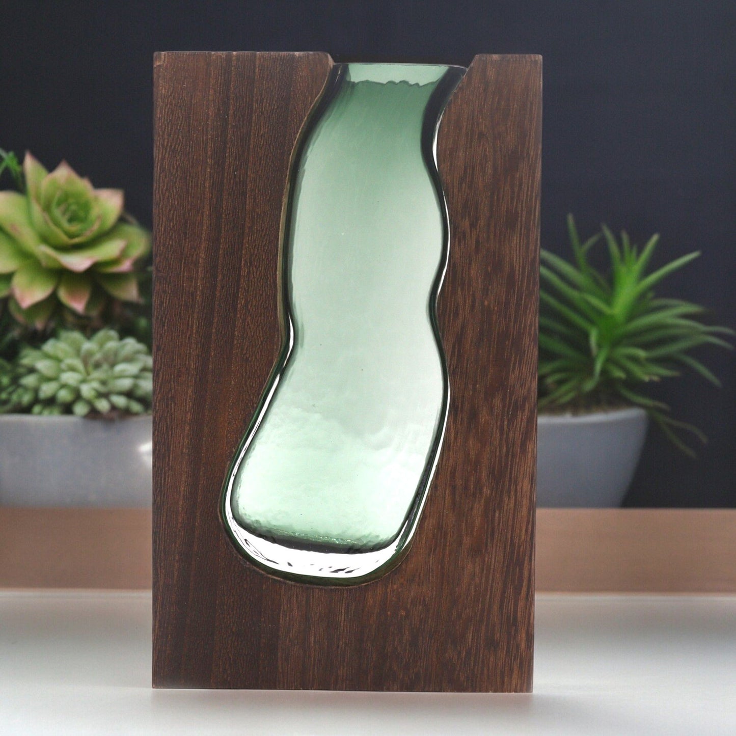 Glasvase Terrarium Aus Dunklem Tung Holz 14 5x5x23cm