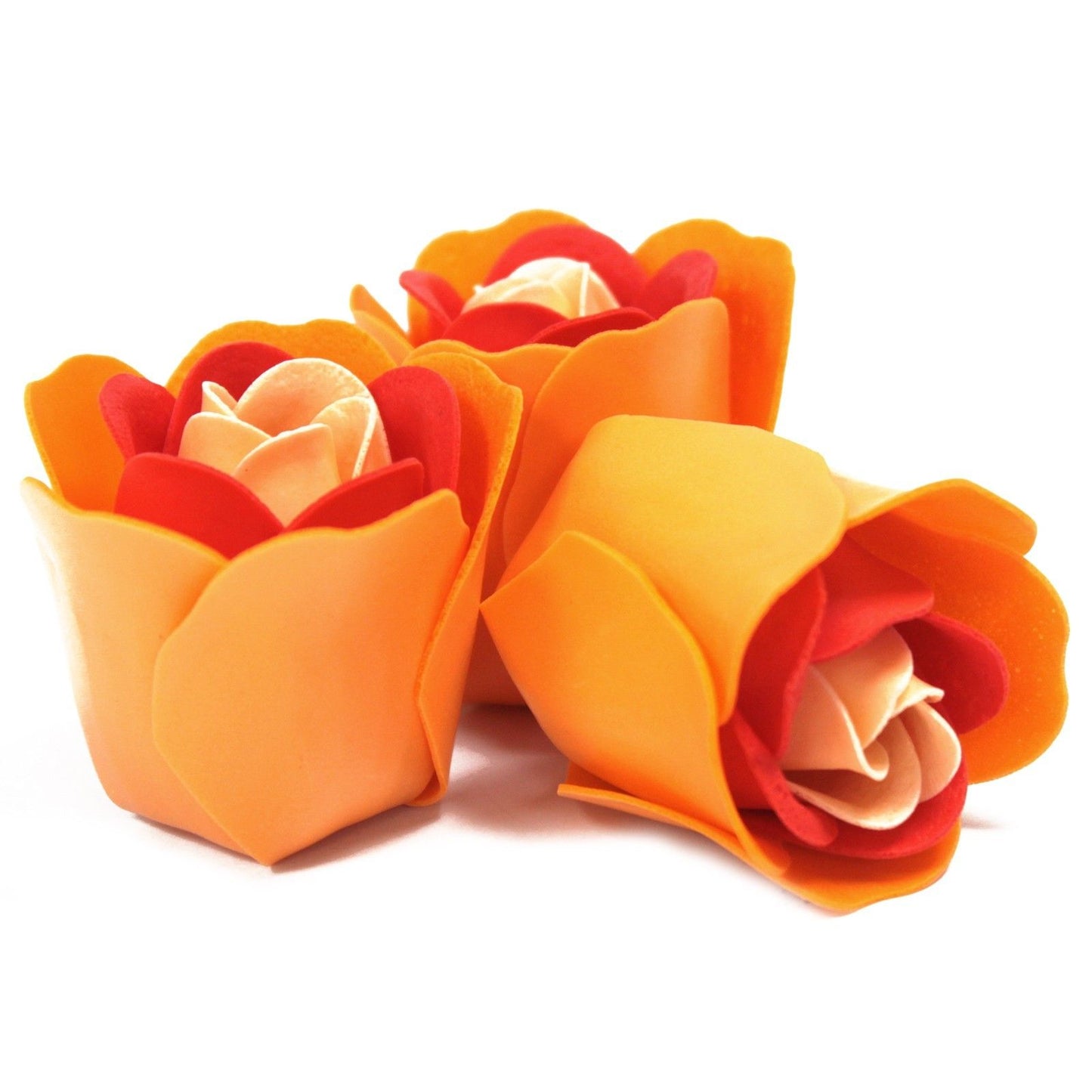 Set Mit 3 Seifenblumen Herzschachtel - Pfirsichrosen