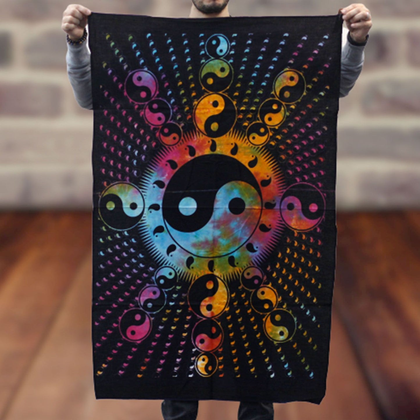 Baumwoll Wandkunst Ying Yang Kunstwerk Mit Lebendigen Farben Und Exotischem Design