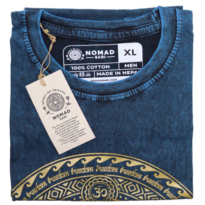 XXL Stein gewaschenes T-Shirt Chakra Blau