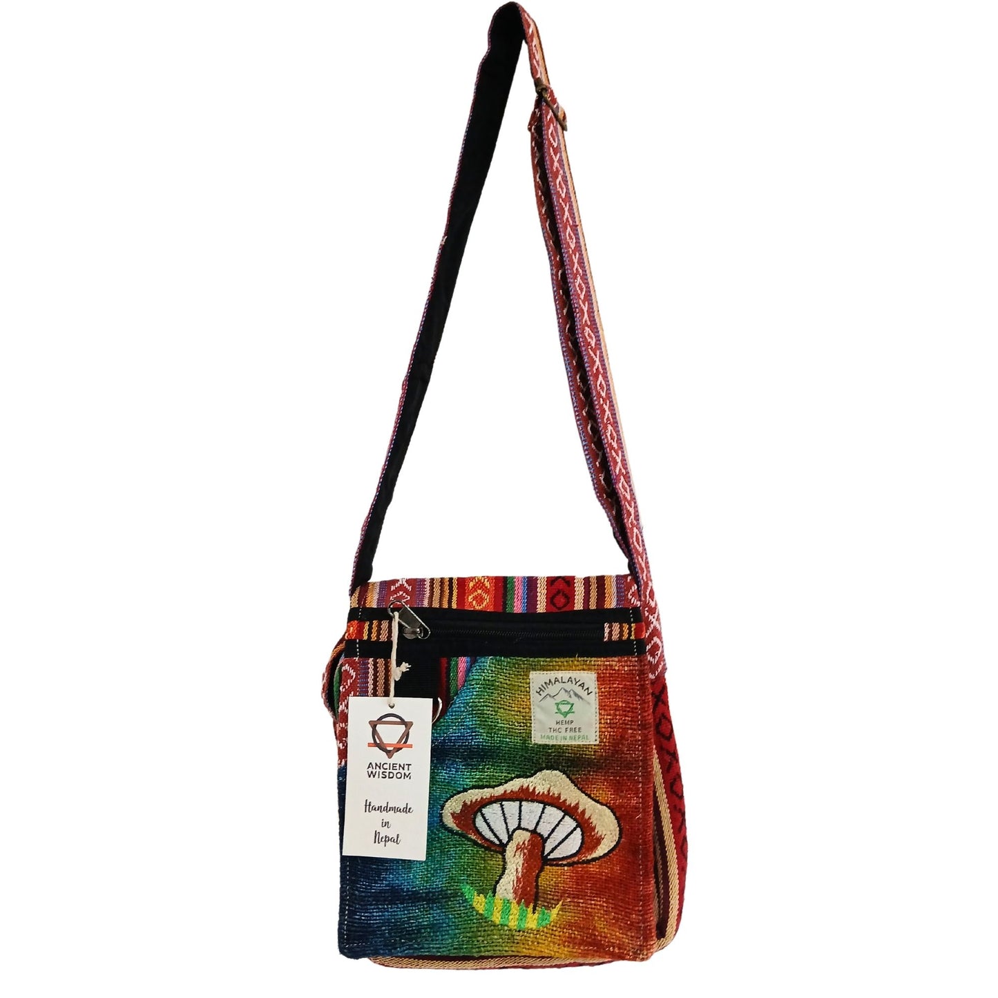 Hanf Stickerei Pilz Party Tasche - Orange Pilze