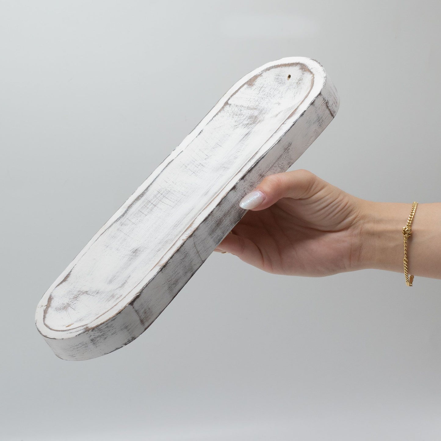 Große Räuchergefäßplatte 30x10cm - Klassisches Weißgewaschen