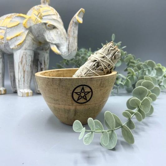 Holz Räuchergefäß Und Ritualopfer Schale Pentagon 12x7cm