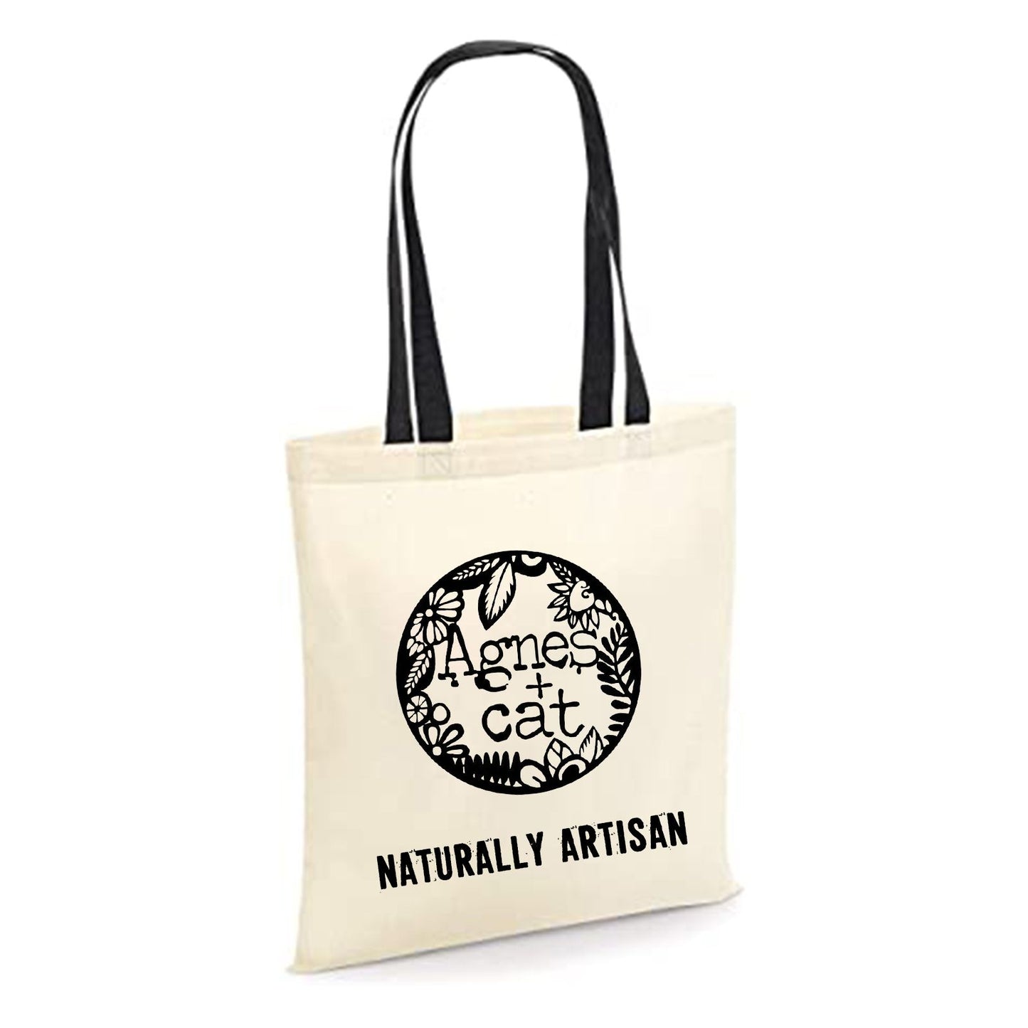 Agnes und Katze Baumwolltasche 6oz 35x30 cm Natürlich Handgefertigt