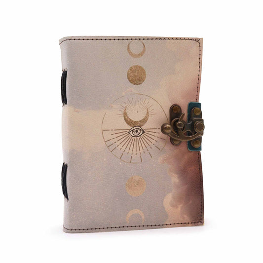 Leder Notizbuch Mit Mondphasen Design Und Deckle-edge Seiten 7x5 Zoll