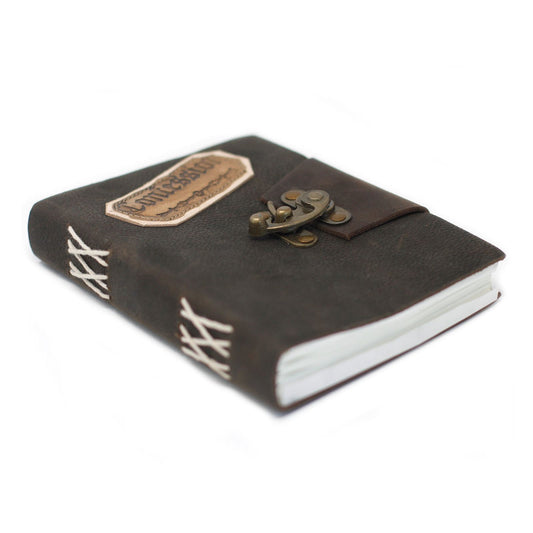 Leder Schwarz Bekennerschrift Mit Schloss Notizbuch 18x13 cm
