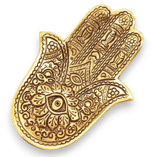 Gold Aluminium Kleiner Hamsa Räucherstäbchenhalter 13x5 5cm