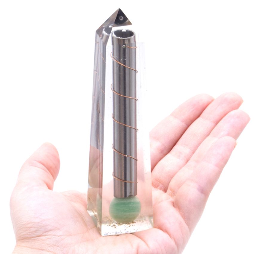 Orgonit Obelisk Kraftpunkt Grüner Aventurin 110x30 mm