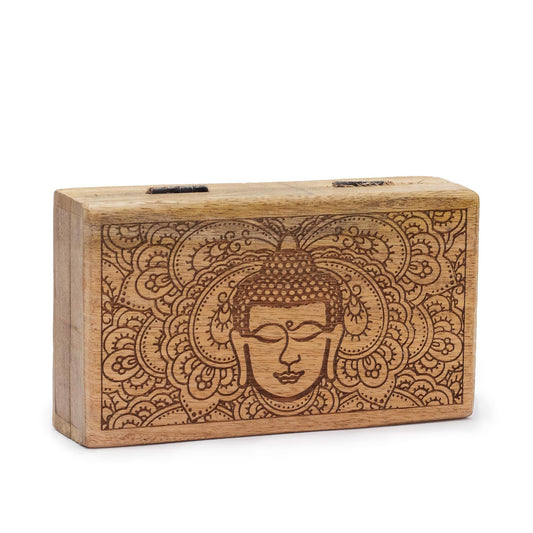Med Square Box 17x10x4 2cm Buddha Gesicht Schwarz Engraviert