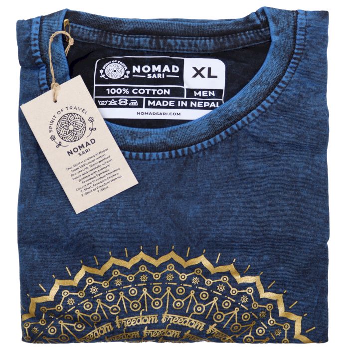 XLarge Stein Gewaschene T-Shirt Mandala Blau