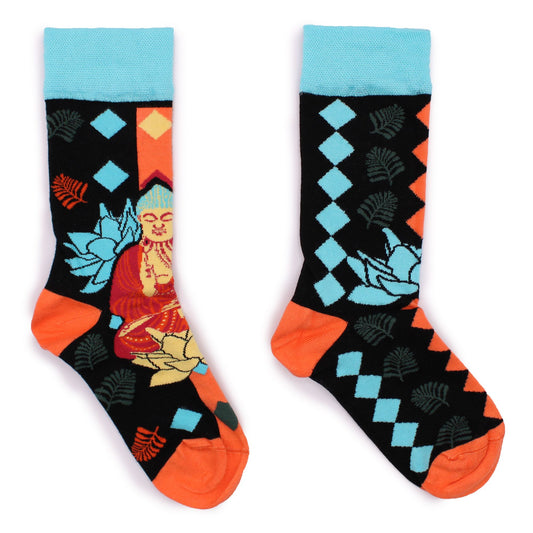 Hop Hare Bambus Socken Blau Buddha Und Lotus 41-46