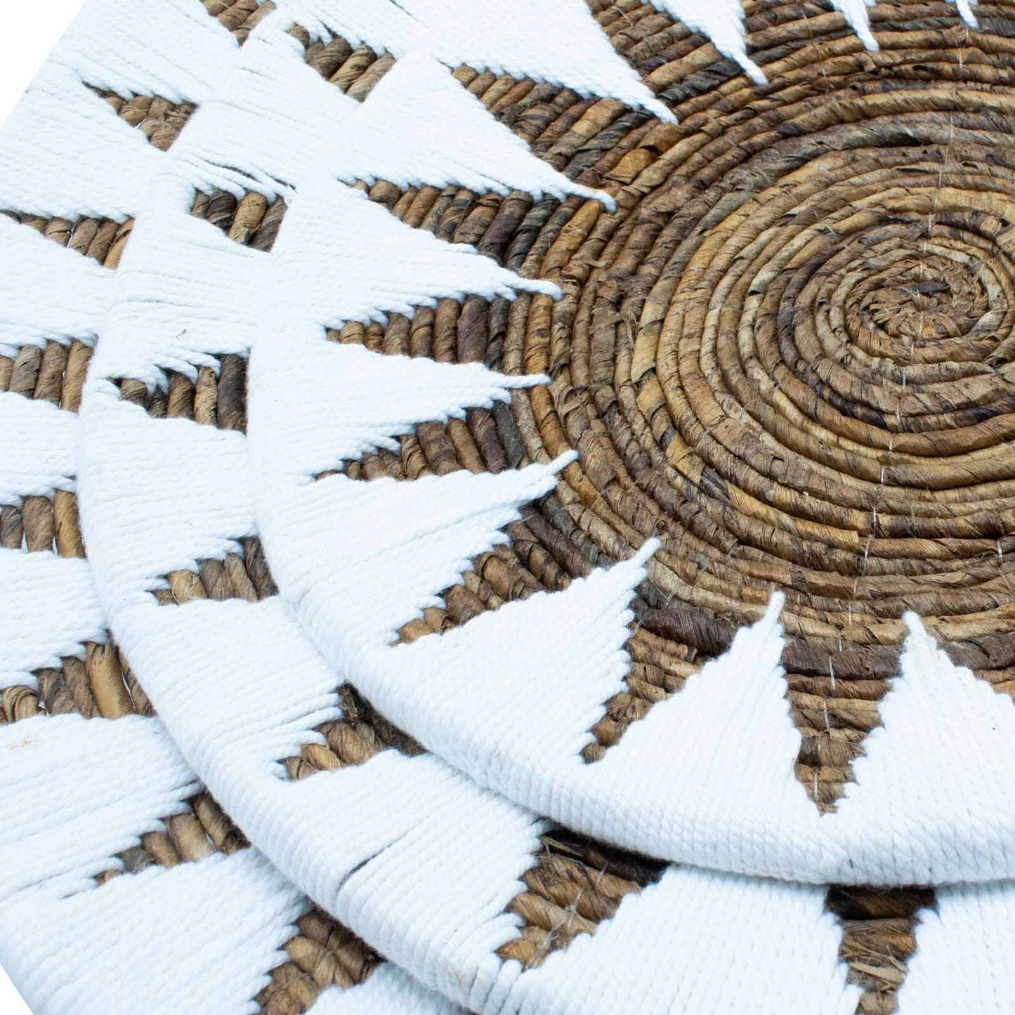 Set Aus Drei Seagrass Schalen Wanddekoration Creme