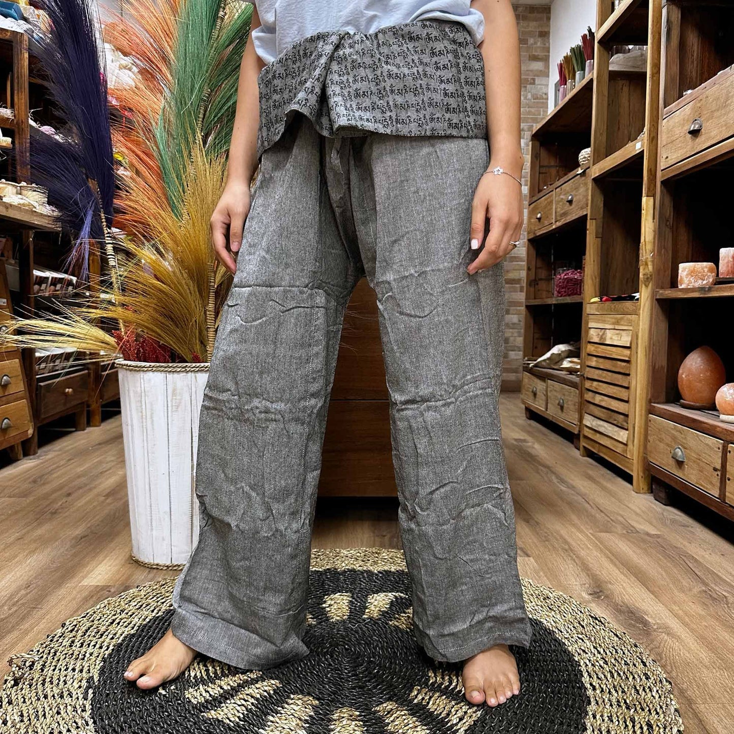 Yoga Und Festival Hosen - Thai Fischer Mandala Mantra Auf Grau
