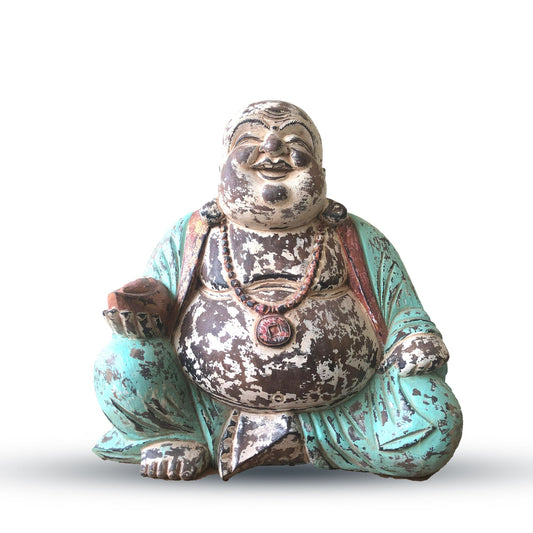 Vintage Mint Handgefertigte Buddha Statue 40cm Glücklicher Buddha