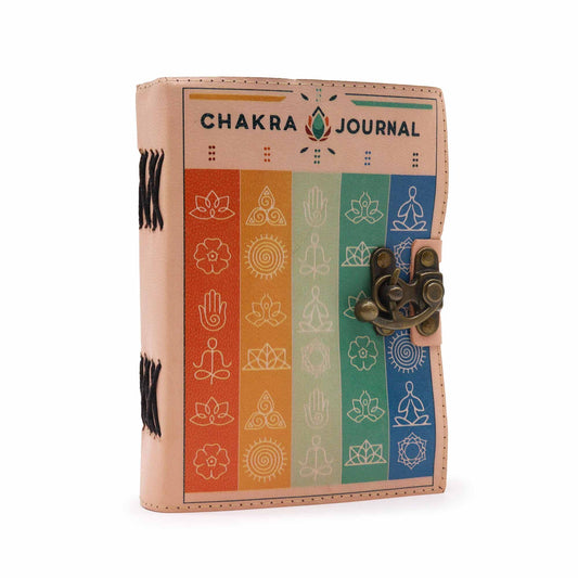 Leder Notizbuch Mit Sieben Chakra Farben Und Deckle-edge Seiten 7x5 Zoll