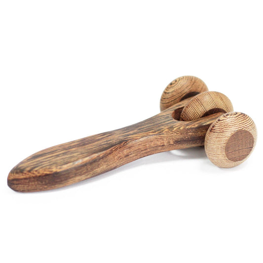Holzmassagegerät Mit Drei-Rollen 17cm Länge 8,5cm Breite 4cm Durchmesser