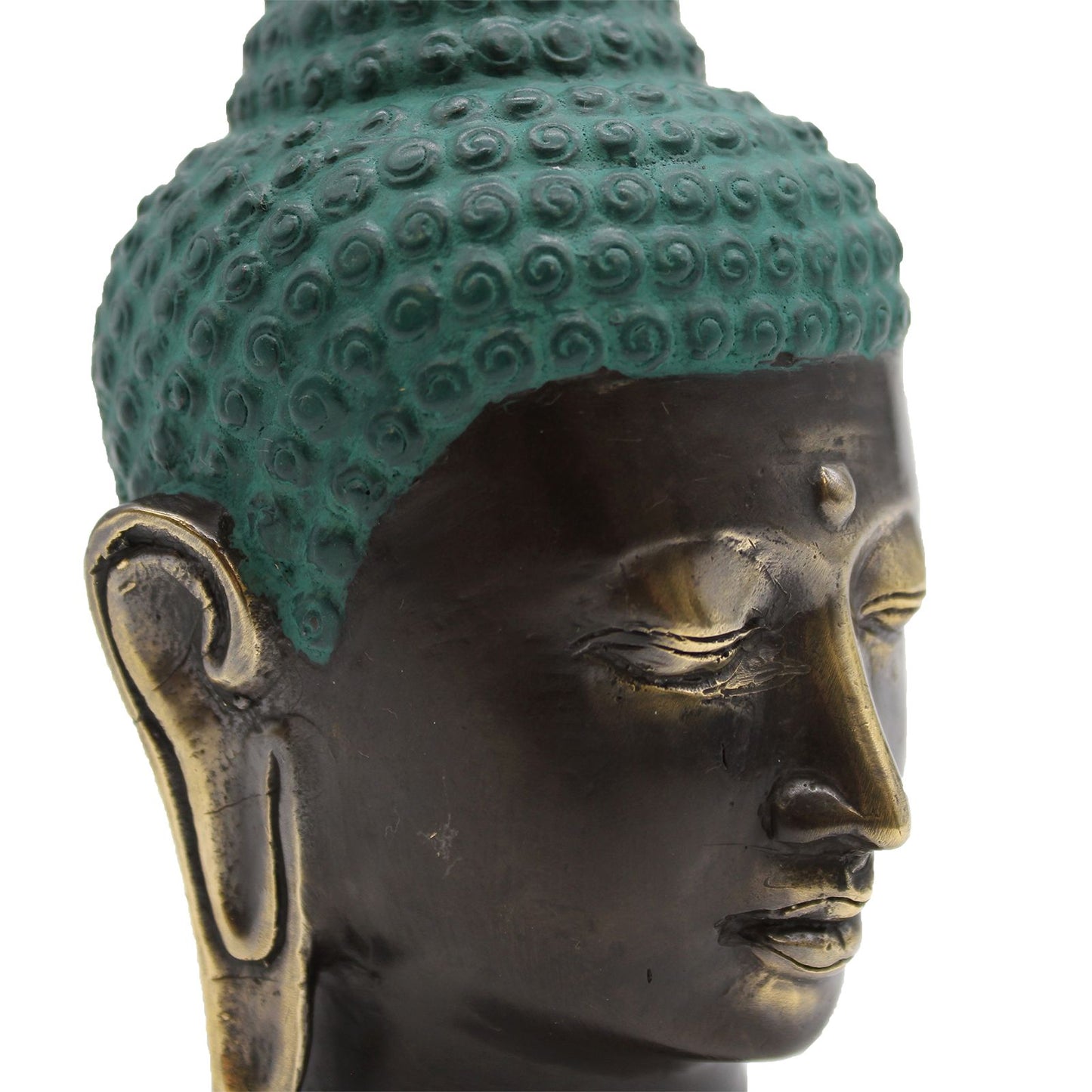 Großer Antiker Messing Buddha Kopf