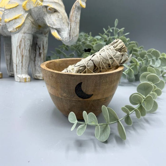 Holz Räuchergefäß und Ritual Opfer Schale - Drei Monde - 12x7cm