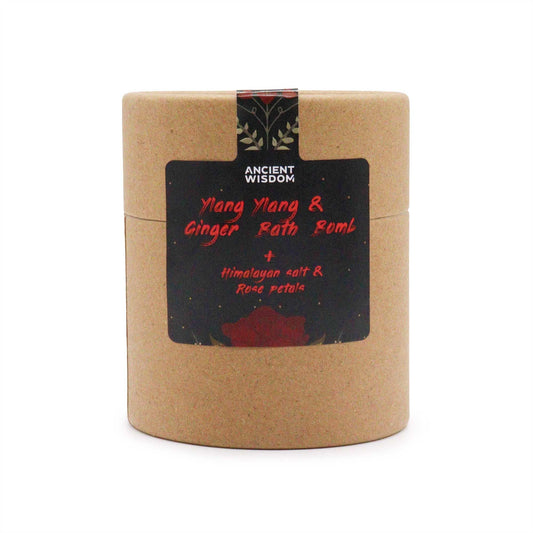 Cupids Selbstpflege Aromatherapie Set mit Ylang Ylang und Ingwer Badebombe Himalaya Badesalz und Rosenblätter