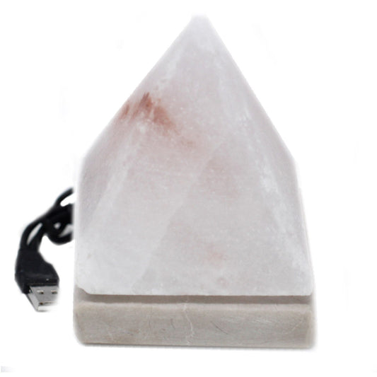 Qualitäts USB Pyramiden Weiße Salzkristalllampe 9 cm