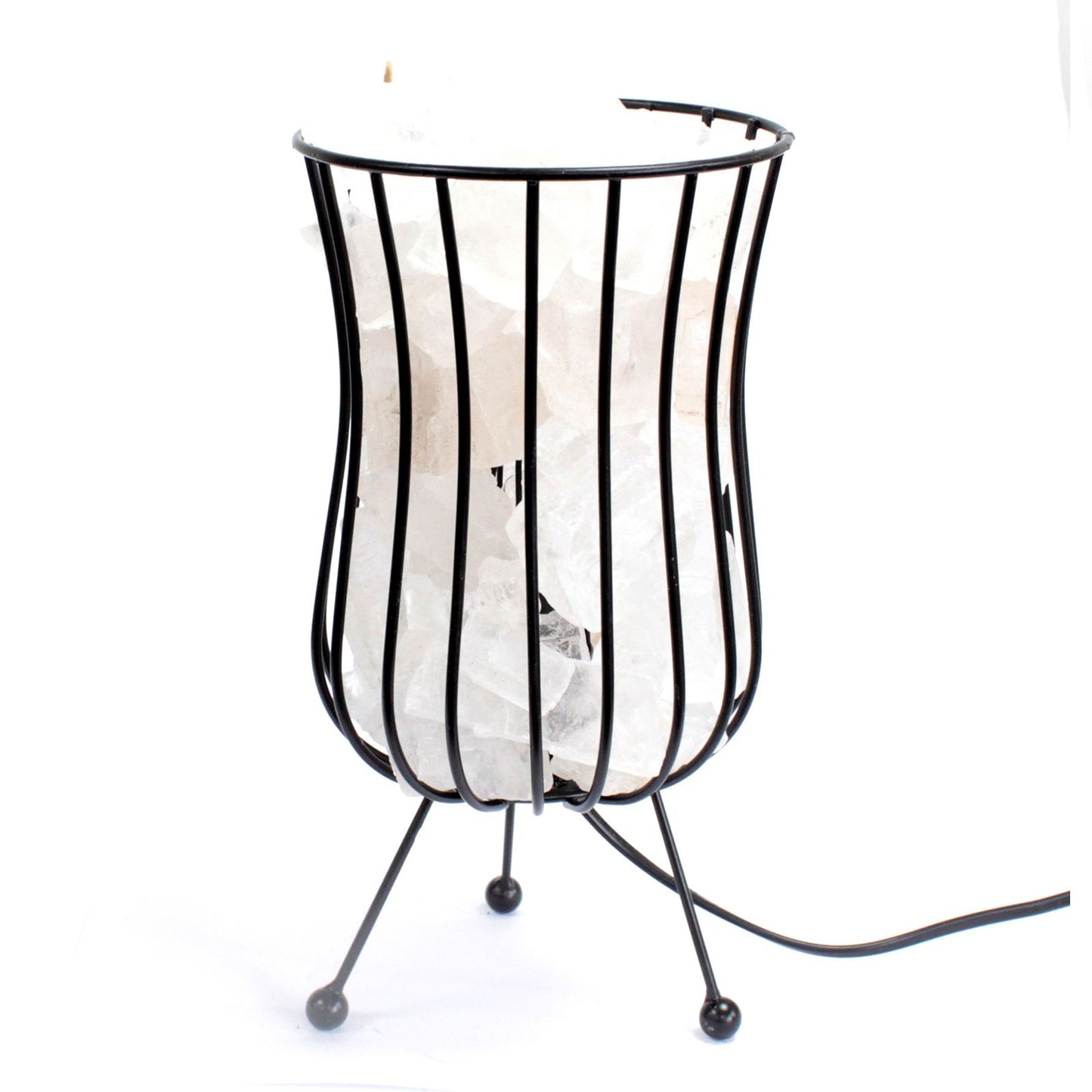 Hohe Salzstein Feuerstelle Lampe Mit Kabel Und Glühbirne Aus Weißem Himalaya Salz