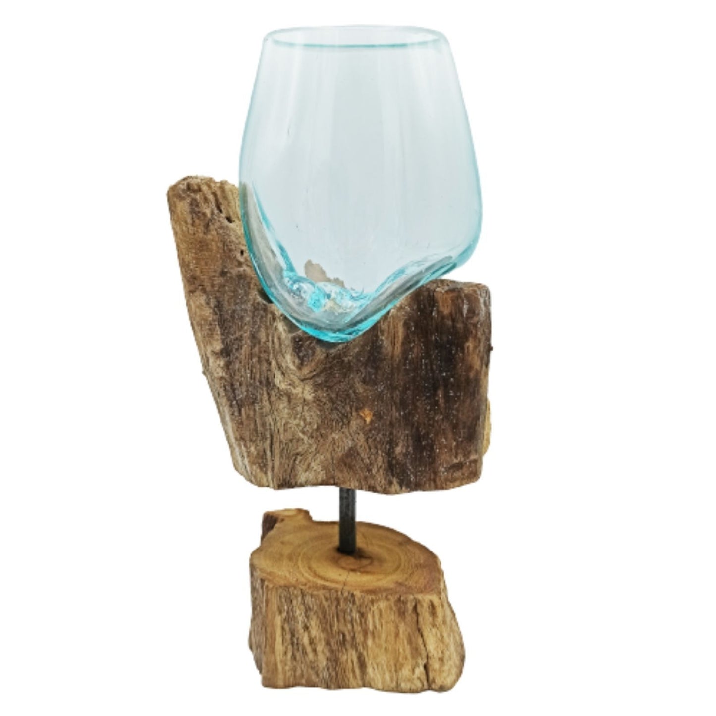 Geschmolzenes Glas Auf Holz Mit Ständer - Mittelschüssel