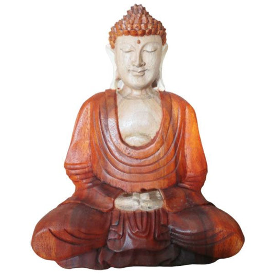 Handgeschnitzte Buddha Statue 30cm Mit Herunterhängender Hand