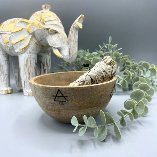 Holz Räucher- und Ritualopfer Schale - Vier Elemente - 14x7cm