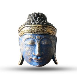 Buddha Kopf Dekoration Für Zuhause - 25cm - Blau Glanz Finish