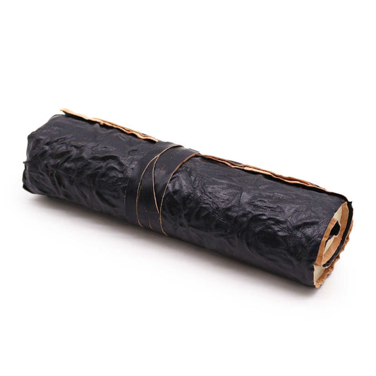 Rundgenähtes Leder Reisetagebuch 96 Seiten Schwarz 21x15cm