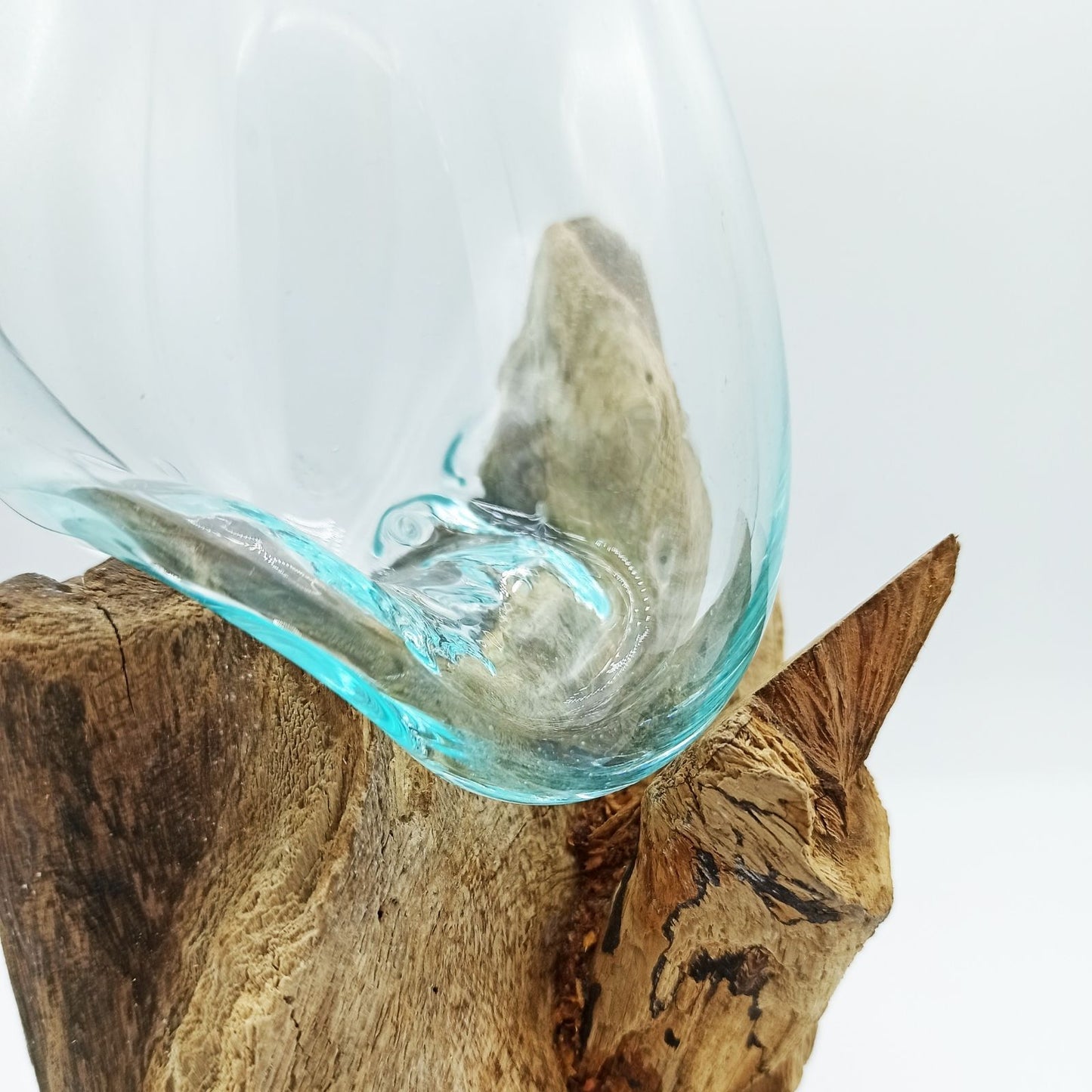 Geschmolzenes Glas Auf Holz Mit Ständer - Mittelschüssel