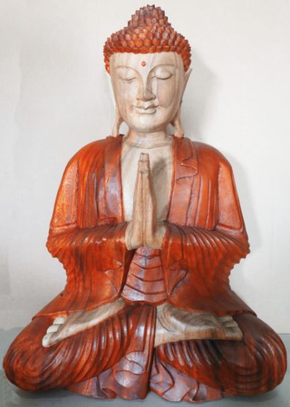Handgeschnitzte Buddha Statue 30cm Willkommen