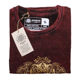 Kleines Stein gewaschenes T-Shirt Hamsa Bordeauxrot