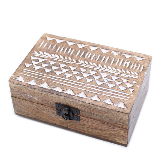Weiß Gewaschene Holzkiste 6x4 Aztekisches Design