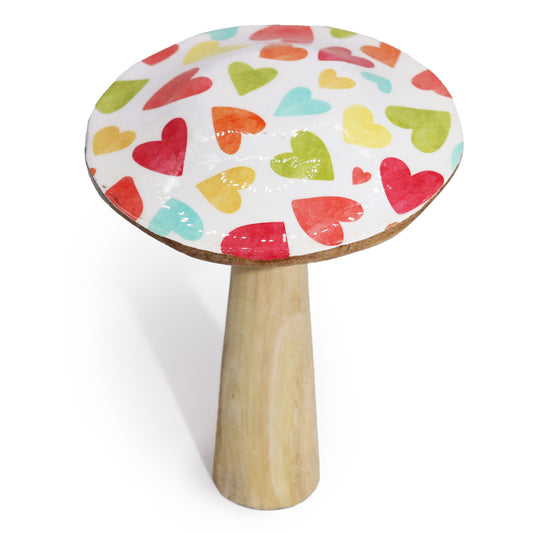 Großer Pilz 20cm Pastell Herzen