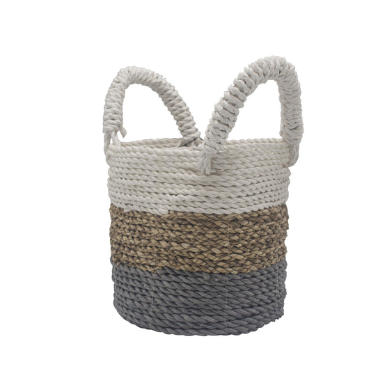 Seagrass Korb Set Grau Natur Weiß