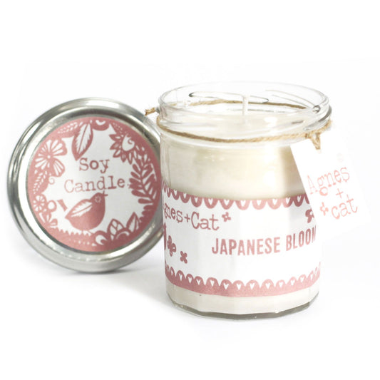 Marmeladenglas Kerze - Japanische Blüte