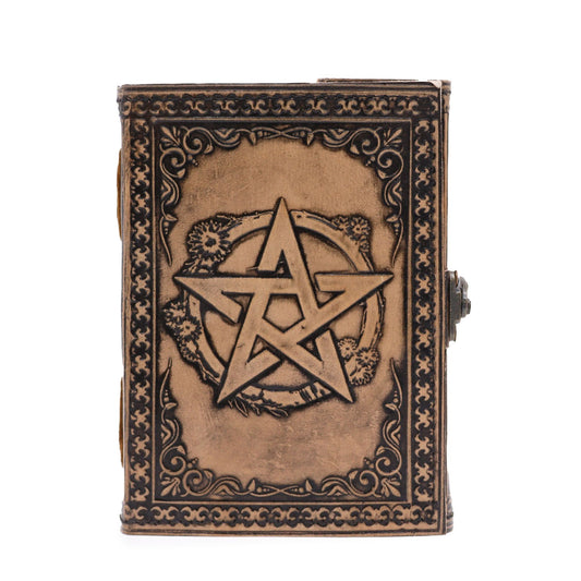Pentakel - Esoterisches Notizbuch - Antik Grau - 200 Seiten - Stichkante - 17,5x12,5x3cm