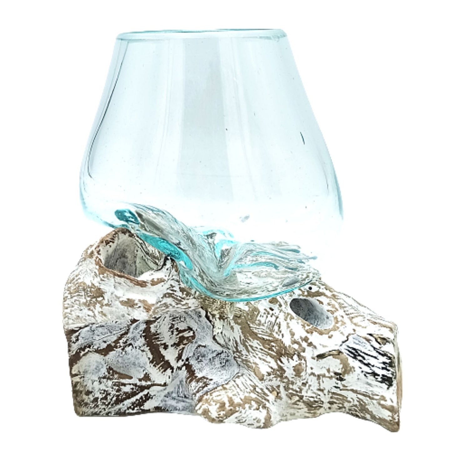 Geschmolzenes Glas Auf Weißgewaschenem Holz - Mittelschüssel