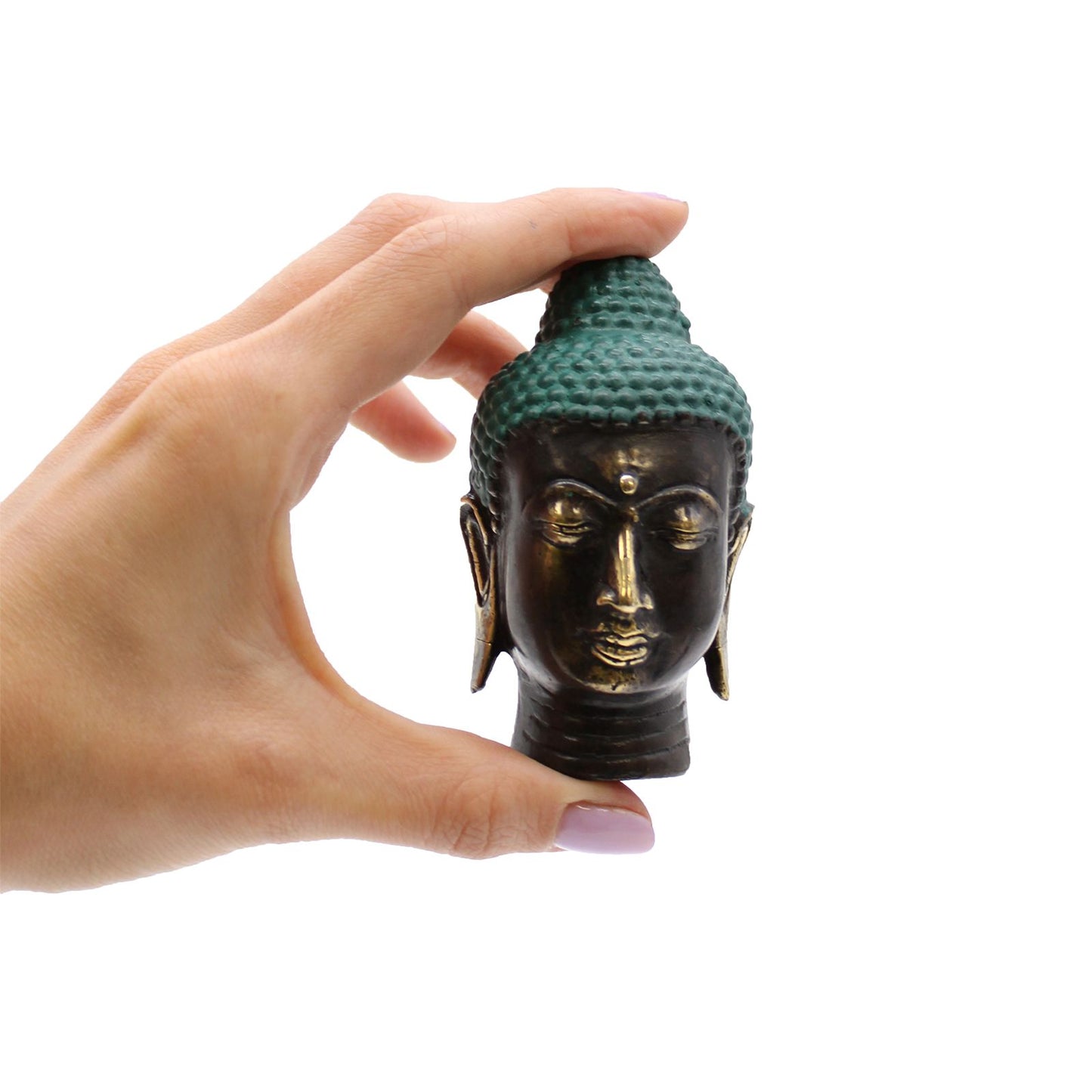 Kleiner Antiker Messing Buddha Kopf
