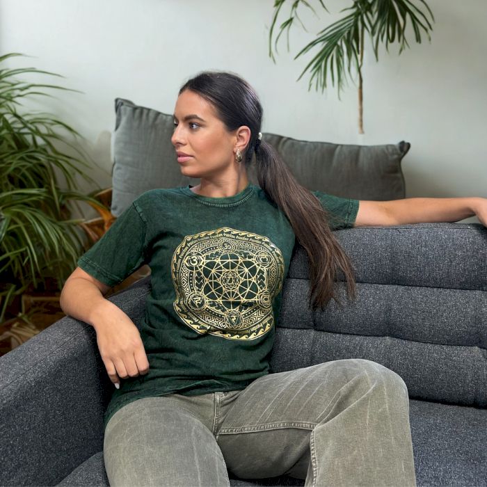 Kleines Steinwasch T-Shirt Chakra Grün