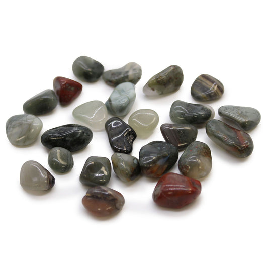 Tüte Mit 24 Kleinen Afrikanischen Tumble Stones - Blutstein - Sephtonit