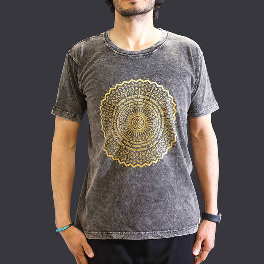 Mittleres Stein-Gewaschenes Mandala T-Shirt - Dunkelgrau