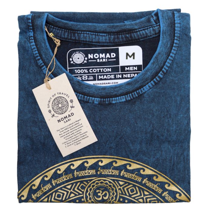 Mittleres Steinwasch T-Shirt Chakra Blau