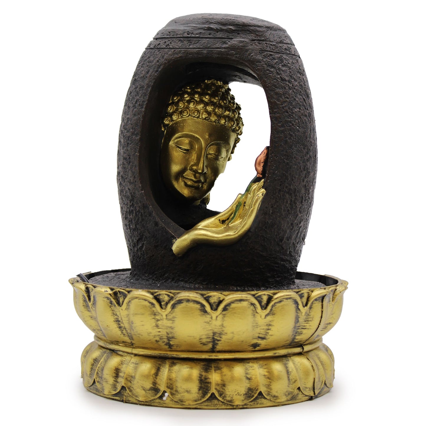 Tisch Wasserfontäne 30cm Goldener Buddha Mit Vitarka Mudra
