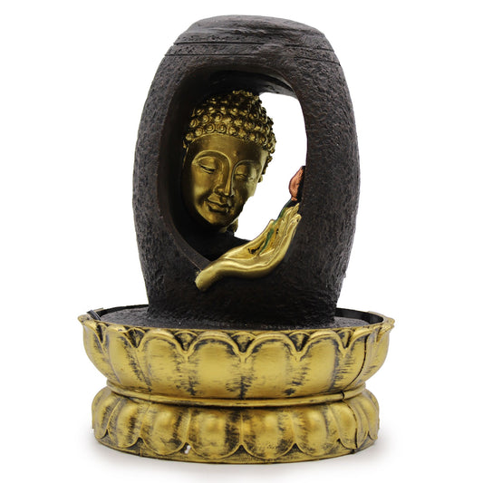 Tisch Wasserfontäne 30cm Goldener Buddha Mit Vitarka Mudra